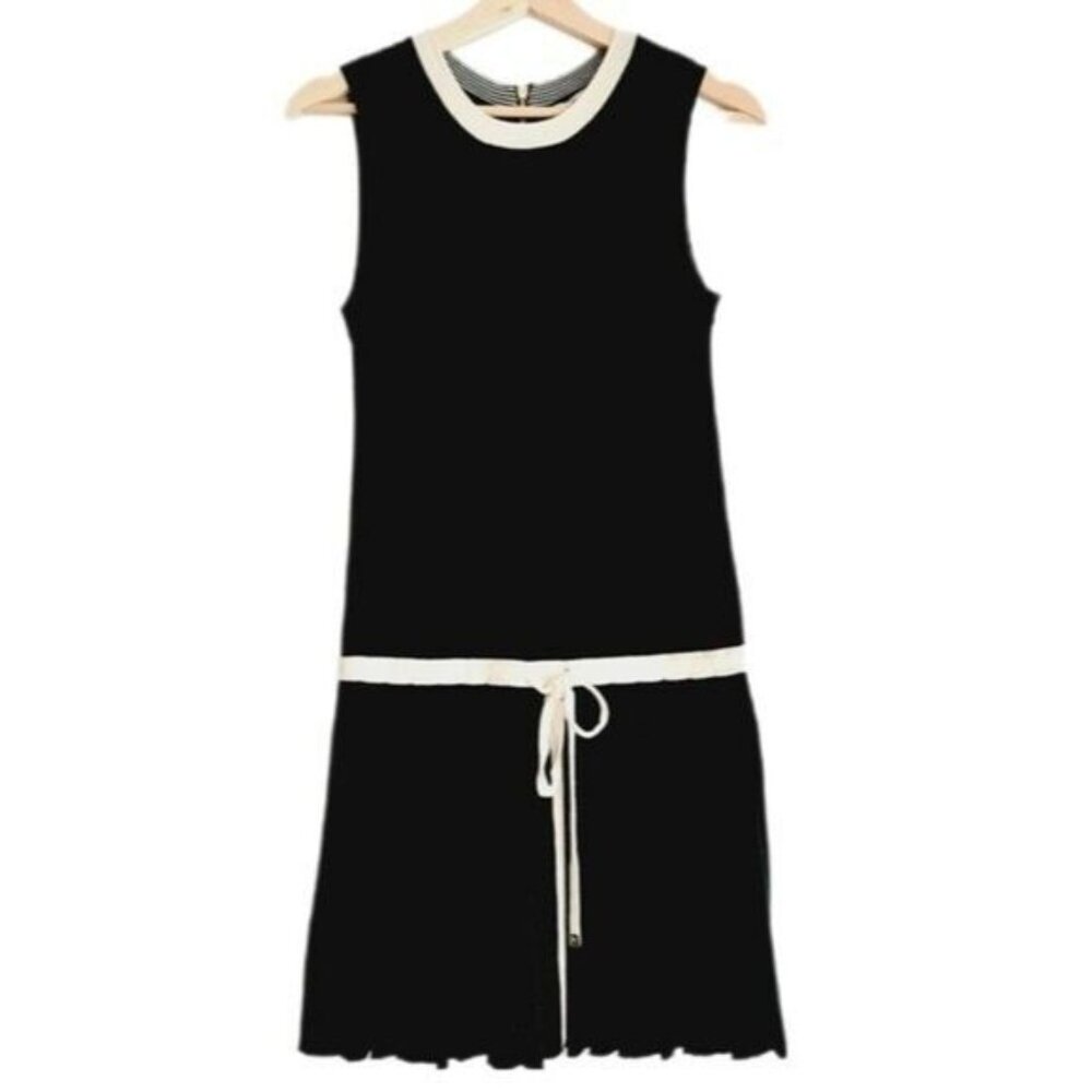 JUICY COUTURE 100% Wool Tennis Drop Waist Pleated Dress B&W Sz S